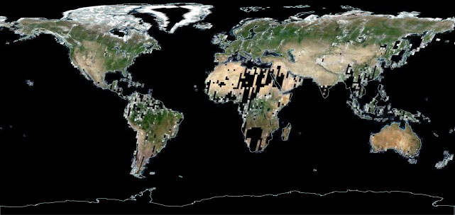 Monthly global WELD surface reflectance composite for June 2009. Source: https://worldview.earthdata.nasa.gov/