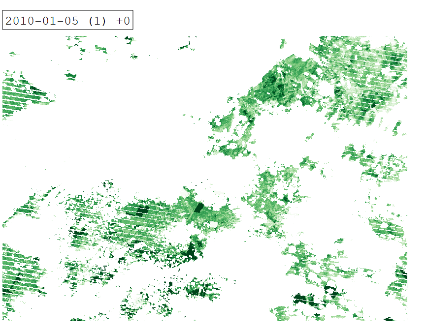 Intra-annual time series of Tasseled Cap Greenness for 2010.