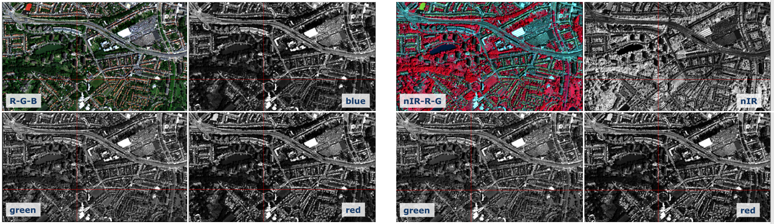 True-color, false-color and grayscale visualization of optical remote sensing data