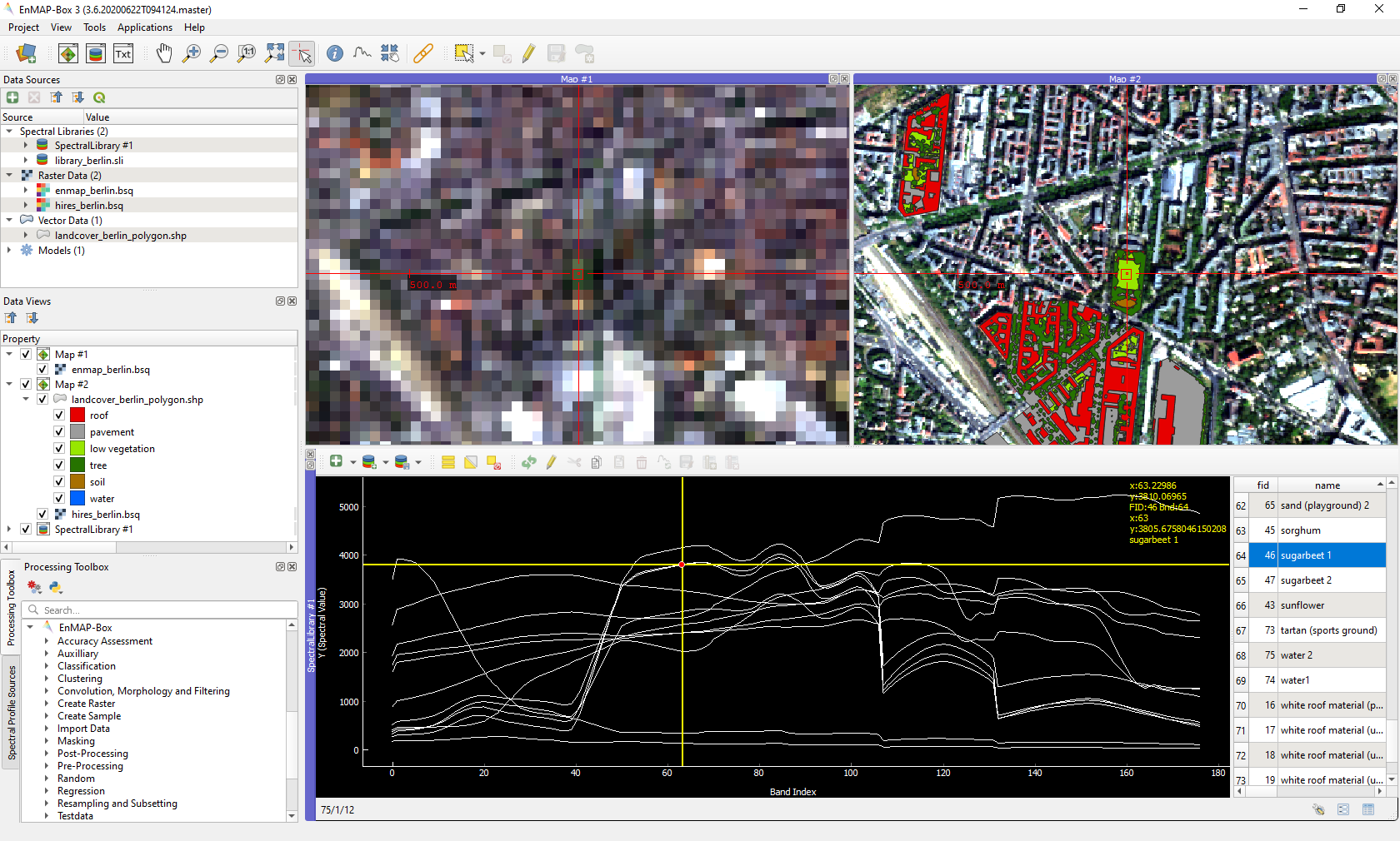 Interface of the EnMAP plugin in QGIS